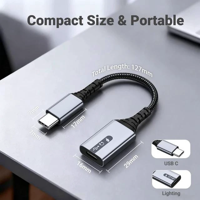 Alt view image 6 of 7 - USB C to Lightning Adapter 3-in-1 Type C to Female Lightning Converter OTG Cable for iPhone 15/14/13 iPad Pro/Air/Mini MacBook for Charging Data Transfer Music Audio with EarPods