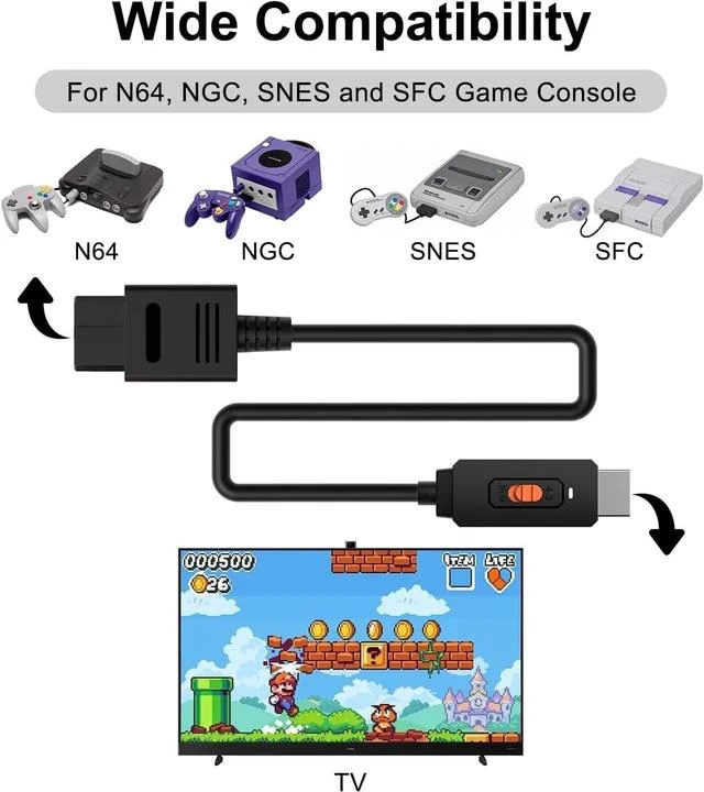 Alt view image 2 of 7 - N64 to HDMI Converter HDMI Converter Supports 4:3/16:9 Ratio Conversion Compatible for Nintendo 64/SNES/NGC/SFC
