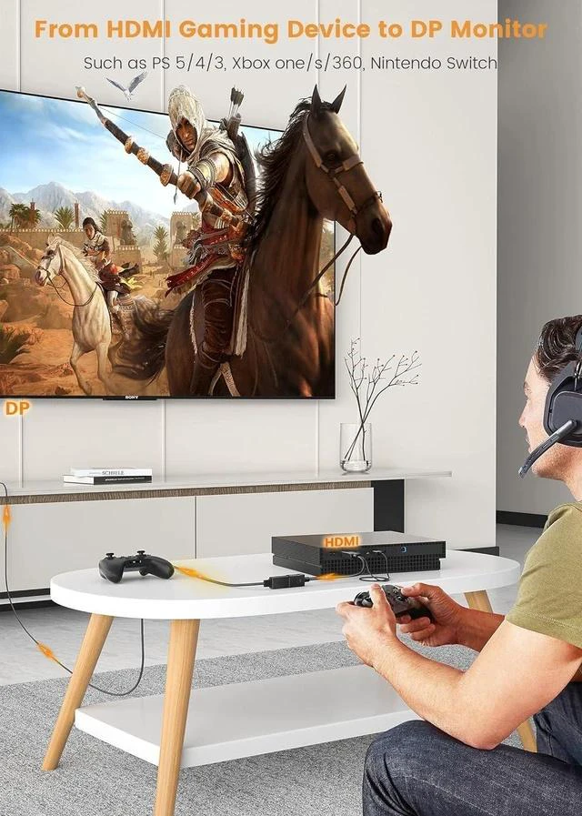 Alt view image 3 of 7 - 4K HDMI to DP Adapter HDMI to DisplayPort Adapter Cable 4K@60HZ Male to Female for Source Device to DP Display
