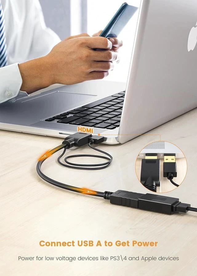 Alt view image 5 of 7 - 4K HDMI to DP Adapter HDMI to DisplayPort Adapter Cable 4K@60HZ Male to Female for Source Device to DP Display