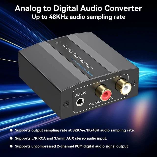 Alt view image 6 of 7 - Analog to Digital Audio Converter RCA to Optical Converter RCA/3.5MM to Toslink and Coaxial Adapter for PS5 PS4 TV DVD Soundbar