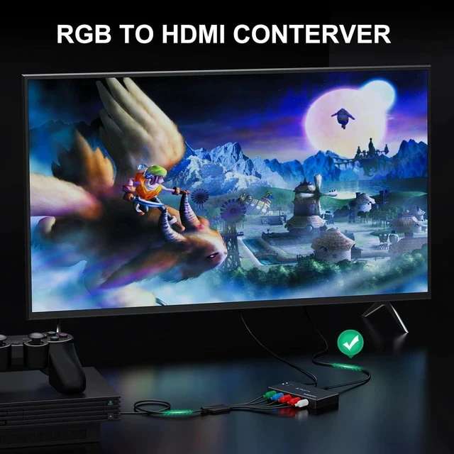 Alt view image 4 of 7 - Component to HDMI Converter YPbPr RGB + R/L Audio to HDMI v1.3 Converter Adapter Support 1080P 2 Channel LPCM for HDTV PS2 PS3 HDVD Player Wii Xbox