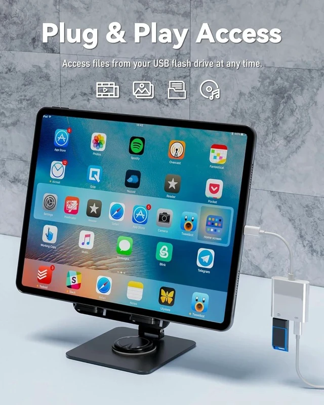 Alt view image 5 of 7 - USB C to USB Camera Adapter with 30W PD Charging Port OTG Cable Compatible with for iPhone 17/16/15 iPad Android Phone Tablet USB 3.0 Female for Flash Drives Keyboards Mice and More