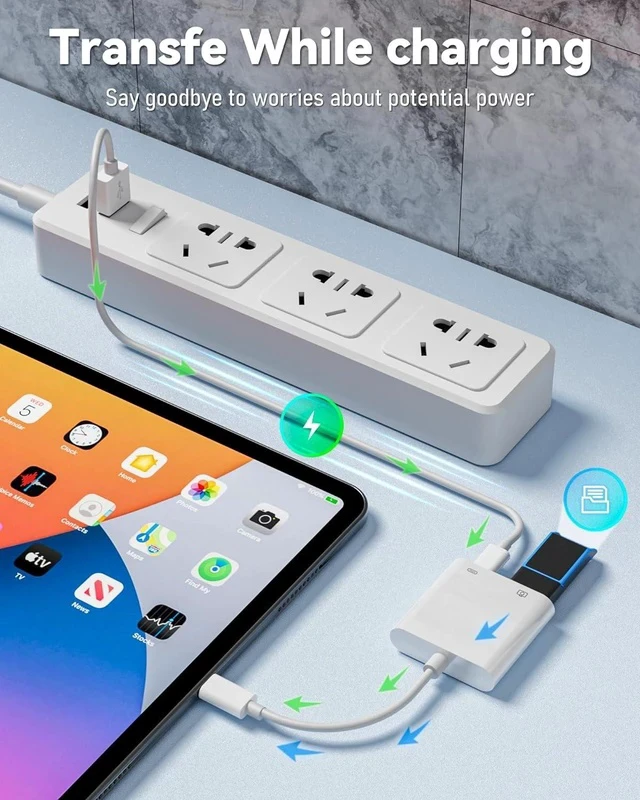 Alt view image 4 of 7 - USB C to USB Camera Adapter with 30W PD Charging Port OTG Cable Compatible with for iPhone 17/16/15 iPad Android Phone Tablet USB 3.0 Female for Flash Drives Keyboards Mice and More