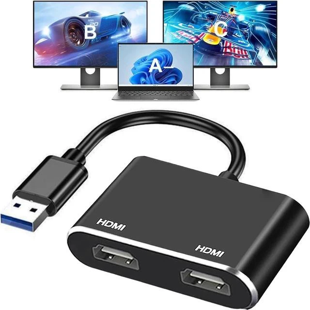 Main image of USB to HDMI Adapter for 2 Monitors USB 3.0 to Dual HDMI Adapter 1920 * 1080P@60HZ Full HD Audio Video Graphics Converter Cable Comaptible with Windows 7/8/8.1/10/11