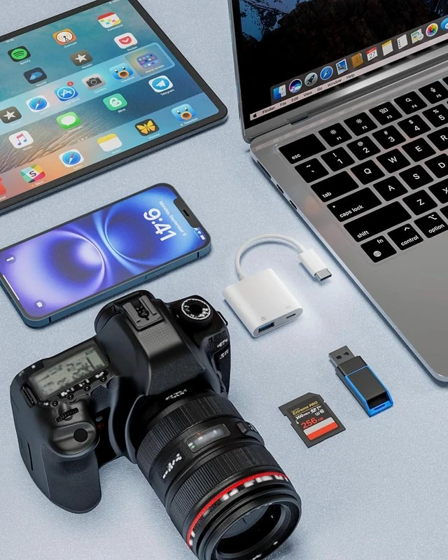 Alt view image 7 of 7 - USB C to USB Camera Adapter with 30W PD Charging Port OTG Cable Compatible with for iPhone 17/16/15 iPad Android Phone Tablet USB 3.0 Female for Flash Drives Keyboards Mice and More