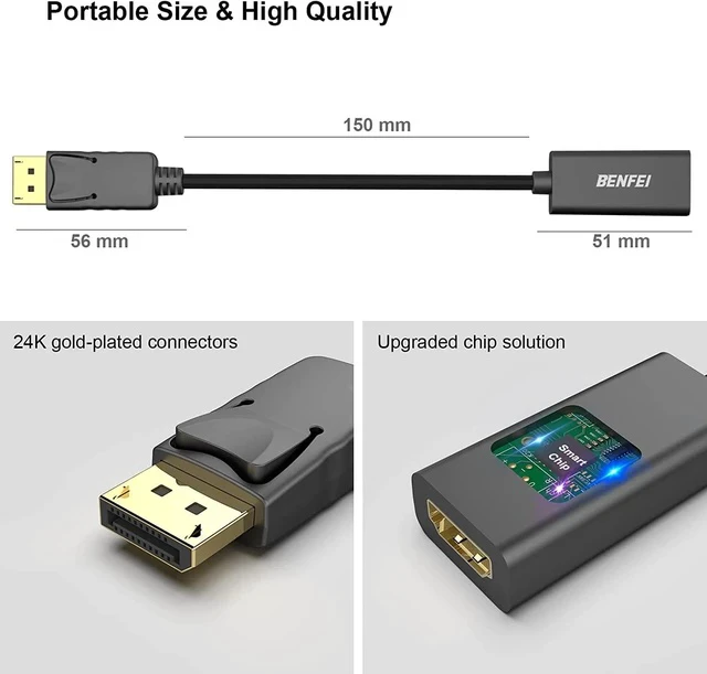 Alt view image 6 of 7 - 2 Pack DisplayPort to HDMI Adapter 4K Unidirectional DisplayPort DP Computor to HDMI Monitor Connection Adapter Compatible with Laptop PC Monitor TV Projector