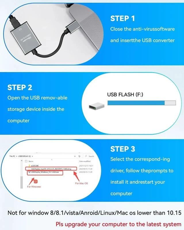Alt view image 6 of 7 - USB to HDMI Adapter Hdmi to USBA for Monitor USB A to HDMI for MacBook HD MI Adapter Compatible with Windows 10/11 and Mac os 3.0 for 1080@60Hz
