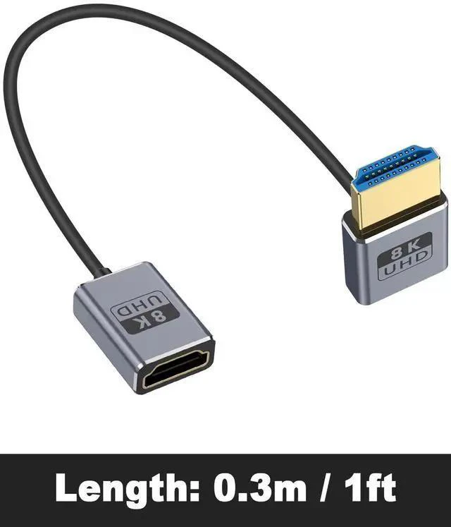 Alt view image 7 of 7 - 8K 90 Degree HDMI Extension Cable 1FT Down Angle HDMI Male to Female Cable (48Gbps Bandwidths 8K@60Hz 4K@240Hz) for GH5S PS5 Xbox One Monitor PC