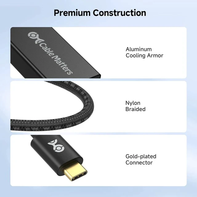 Alt view image 6 of 7 - Braided Aluminum USB C to HDMI Adapter Support 4K 60Hz 2K 144Hz and HDR (HDMI to USB C Adapter) in Matte Black for iPhone 16/15 Pro Max Plus MacBook XPS Surface Pro