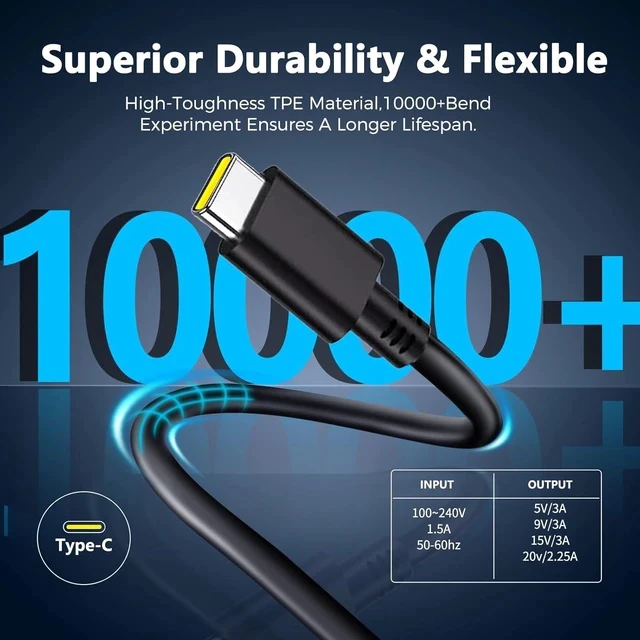 Alt view image 5 of 7 - 45W USB-C Fast Charger for Steam Deck/OLEDPD 3.0 AC Adapter with 6.6FT Cable Compatible with Steam Deck Dock ROG Ally Nintendo Switch 2 iPhone 15/16 Pro Mac Book Pro Galaxy