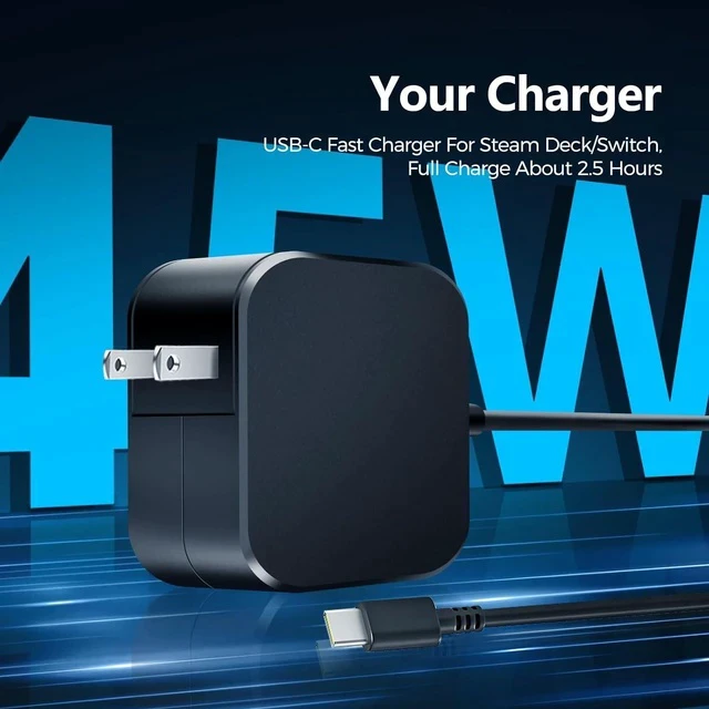 Alt view image 6 of 7 - 45W USB-C Fast Charger for Steam Deck/OLEDPD 3.0 AC Adapter with 6.6FT Cable Compatible with Steam Deck Dock ROG Ally Nintendo Switch 2 iPhone 15/16 Pro Mac Book Pro Galaxy