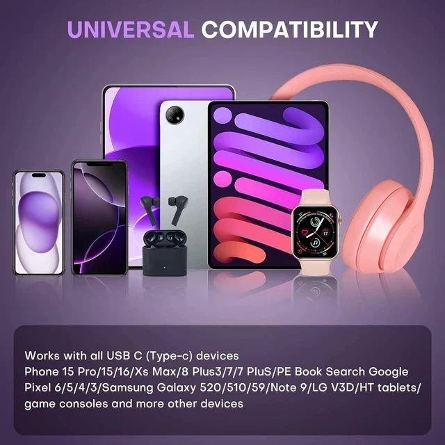 Alt view image 7 of 7 - Magnetic USB Adapter Type C to C with 4 Short Cable 2 Pack 16 PIN PD 240W 180° Rotation USB 2.0 480MBPS 1V3 Tips OTG Port Replacement & Extender Adapter (Black)