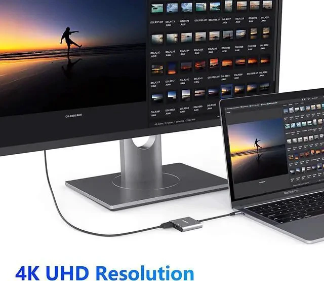 Alt view image 2 of 6 - USB C to HDMI Multiport Adapter Type-C Hub Thunderbolt 3 to HDMI 4K Output USB 3.0 Port and USB-C Charging Port Digital AV Adapter for MacBook Pro/air Galaxy S8/S9