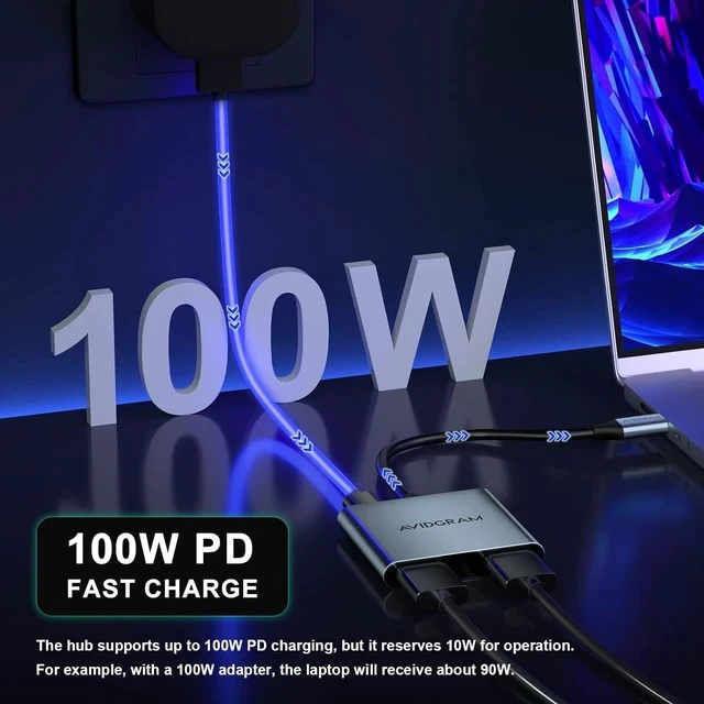 Alt view image 3 of 7 - USB C to Dual HDMI Adapter 4K 30Hz USB C Hub Multiport Adapter with Dual HDMI USB 3.0 100W PD Support USB C to HDMI Splitter Extended Display for Laptop (MST is not Supported on macOS)