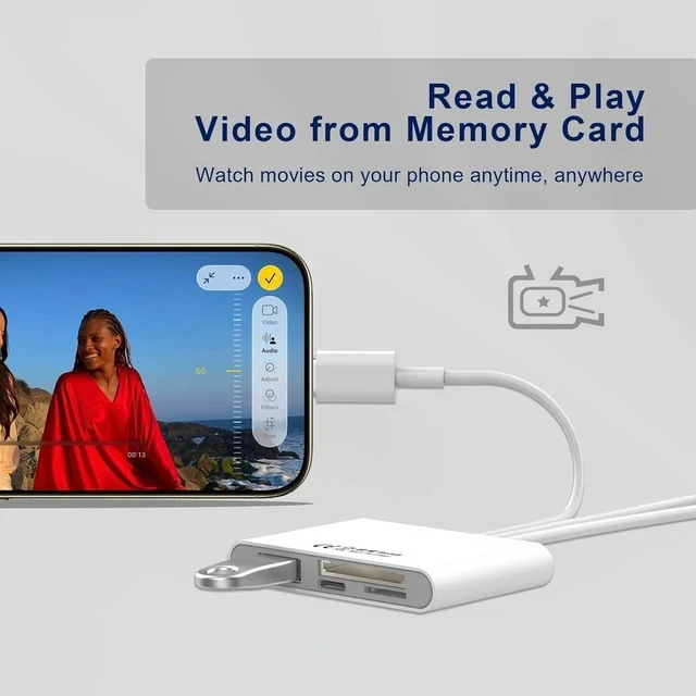 Alt view image 7 of 7 - 4-in-1 SD Card Reader for iPhone iPad Mac USB-C+Lightning+USB 3.0 OTG Adapter Fast Transfer from Camera SD/TF Card to Phone Compatible with Flash Drive