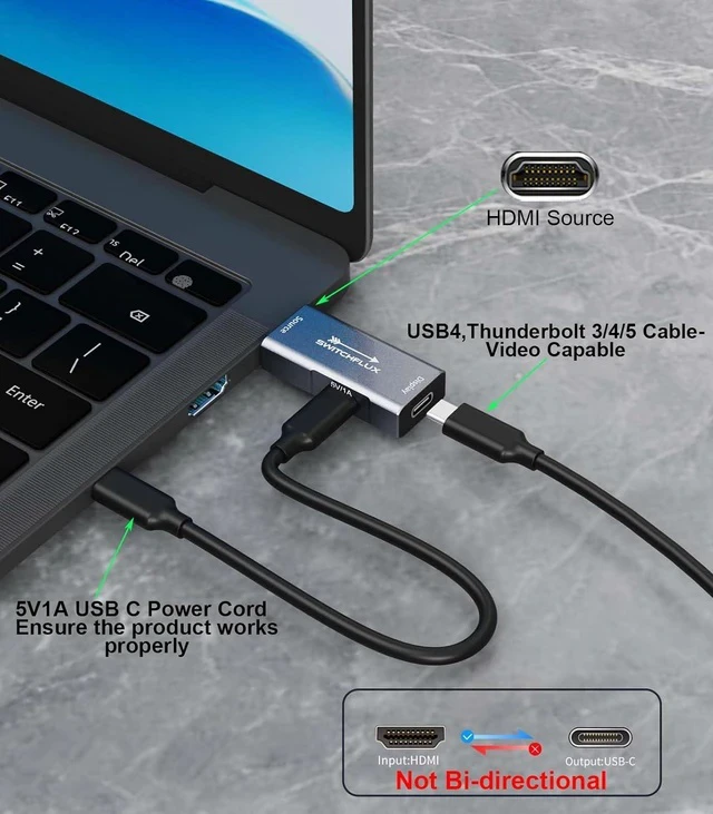 Alt view image 3 of 7 - HDMI to USB C Adapter | 4K@60Hz HDMI Source to USB-C Display Converter for XR/AR Glasses(XREAL One Air 2 Pro VITURE Pro RayNeo Air 2s Rokid) Portable Monitors Laptop Switch PS5/4 Xbox