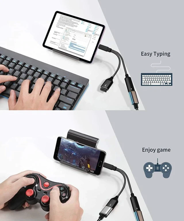 Alt view image 4 of 7 - USB C OTG Adapter with Power USB C to USB Female with 60W PD Charging OTG Adapter for S21/S20/S20+/Note 10+ iPad Pro Google Chromecast with Google TV Android LG V40 30 XPS-2 Pack