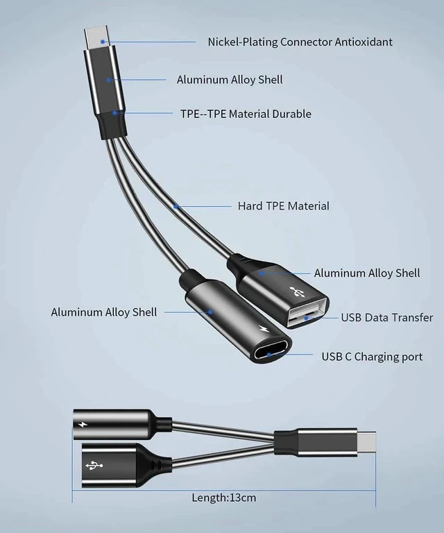Alt view image 7 of 7 - USB C OTG Adapter with Power USB C to USB Female with 60W PD Charging OTG Adapter for S21/S20/S20+/Note 10+ iPad Pro Google Chromecast with Google TV Android LG V40 30 XPS-2 Pack