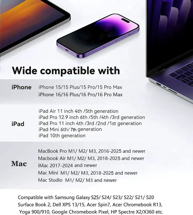 Alt view image 7 of 7 - USB-C to HDMI Adapter 4K@60Hz for iPhone 15 16 MacBook Pro Air iPad Pro MFi Certified Type-C Digital AV HDMI 2.0 Cord Compatible with Galaxy S25 Nintendo Switch Pixelbook XPS