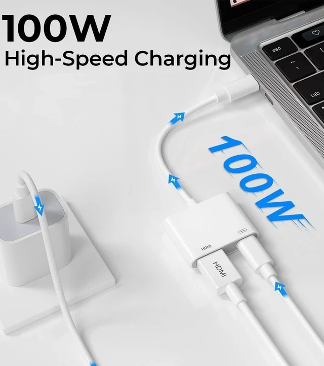 Alt view image 6 of 7 - USB-C to HDMI Adapter 4K@60Hz for iPhone 15 16 MacBook Pro Air iPad Pro MFi Certified Type-C Digital AV HDMI 2.0 Cord Compatible with Galaxy S25 Nintendo Switch Pixelbook XPS