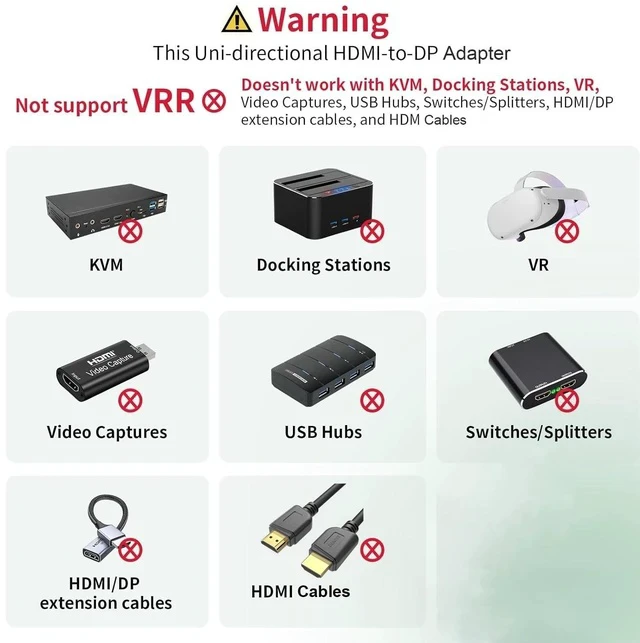 Alt view image 7 of 7 - HDMI to DisplayPort Uni-Directional HDMI (Source) to DisplayPort (Display) Adapter 4K@60Hz/2K@144Hz/1080P@165Hz Compatible with Laptop Xbox 360 One PS4 PS3 Device