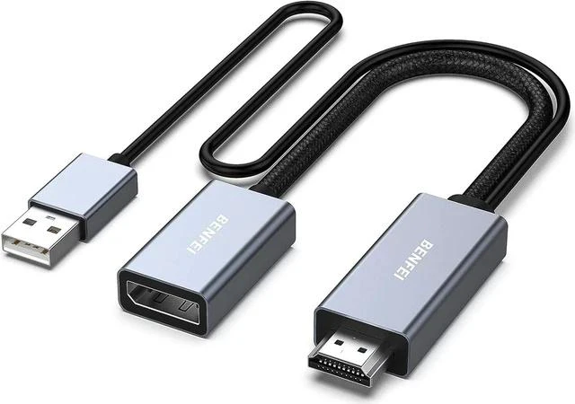 Main image of HDMI to DisplayPort Adapter HDMI Source to DisplayPort Monitor Compatible with PC Graphics Card Laptop PS5 Xbox One(360) Supporting 4K@60Hz 2K@144Hz 1080P@165Hz