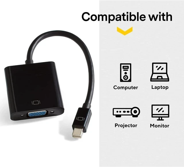 Alt view image 4 of 7 - Staples 0.5-ft Mini DisplayPort/VGA Audio/Video Adapter Black (NX29744)