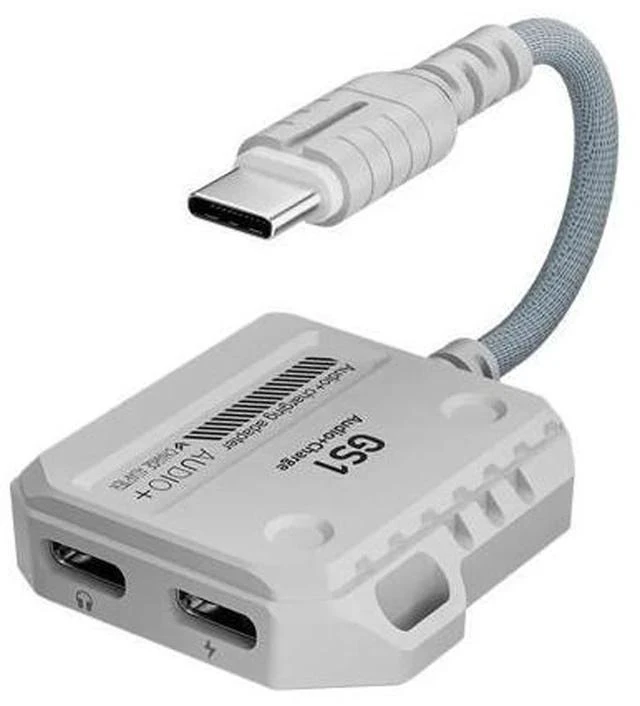 Main image of 2-in-1 Jack Adapter USB-C to 3.5mm Headphone Jack Adapter Type C to Audio Cable Hi-Res 60W Fast Charge Adapter GS1 2IN1 C+C