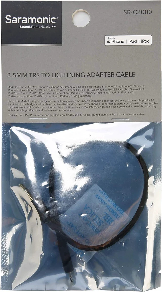 Alt view image 5 of 5 - 3.5mm TRS Male to Lightning Connector Microphone & Audio Adapter Cable 9 (22.86cm) (SR-C2000) black