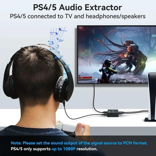 Alt view image 4 of 7 - HDMI Audio Extractor 4K HDMI to Optical 3.5mm AUX Audio Adapter Splitter Converter Support HDCP Digital DTS 5.1 PCM