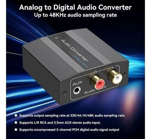 Alt view image 6 of 7 - Analog to Digital Audio Converter RCA to Optical Converter RCA/3.5MM to Toslink and Coaxial Adapter for PS5 PS4 TV DVD Soundbar
