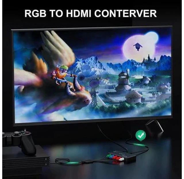 Alt view image 4 of 7 - Component to HDMI Converter YPbPr RGB + R/L Audio to HDMI v1.3 Converter Adapter Support 1080P 2 Channel LPCM for HDTV PS2 PS3 HDVD Player Wii Xbox