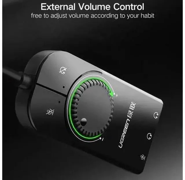 Alt view image 2 of 5 - USB Sound Card External Sound Card with Volume Control USB to 3.5mm Jack Audio Adapter for Windows