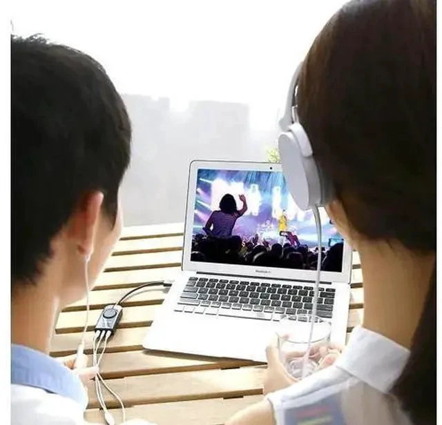 Alt view image 3 of 5 - USB Sound Card External Sound Card with Volume Control USB to 3.5mm Jack Audio Adapter for Windows