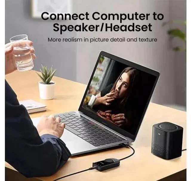 Alt view image 5 of 5 - USB Sound Card External Sound Card with Volume Control USB to 3.5mm Jack Audio Adapter for Windows