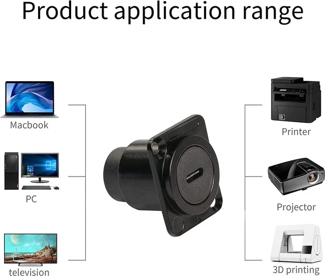 Alt view image 4 of 6 - D-Type Panel Mount Coupler USB C to USB A Female Panel Fixed Pass Through Module Converter USB 3.0 to Type C Data Transmission Adapter for Audio Video Network Industrial Equipment