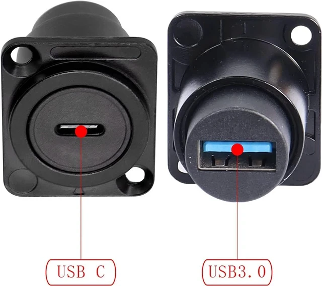 Alt view image 2 of 6 - D-Type Panel Mount Coupler USB C to USB A Female Panel Fixed Pass Through Module Converter USB 3.0 to Type C Data Transmission Adapter for Audio Video Network Industrial Equipment