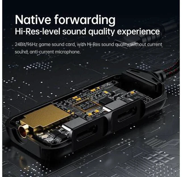 Alt view image 3 of 7 - 60W Adapter 3-in-1 Plextone GS1 Type-C Charger to 3.5mm@TYPE-C Headphone Music Jack Earphones Hi-Res PD Fast Charge Adapter