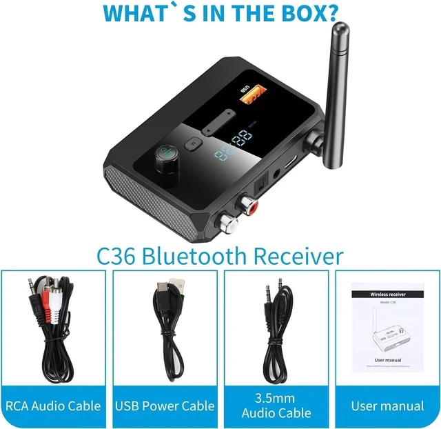 Alt view image 7 of 7 - Bluetooth 5.3 Receiver for Home Stereo RCA Bluetooth Adapter Low Latency & HD Music Audio Support Optical AUX 3.5mm RCA Receiver Adapter for Speakers Music Streaming Stereo System