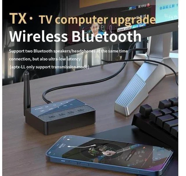Alt view image 5 of 5 - Blue Card D600 for Adapter One-to-Two Audio Transmitter with Long-Distance Transmission Supporting for Plastic Material