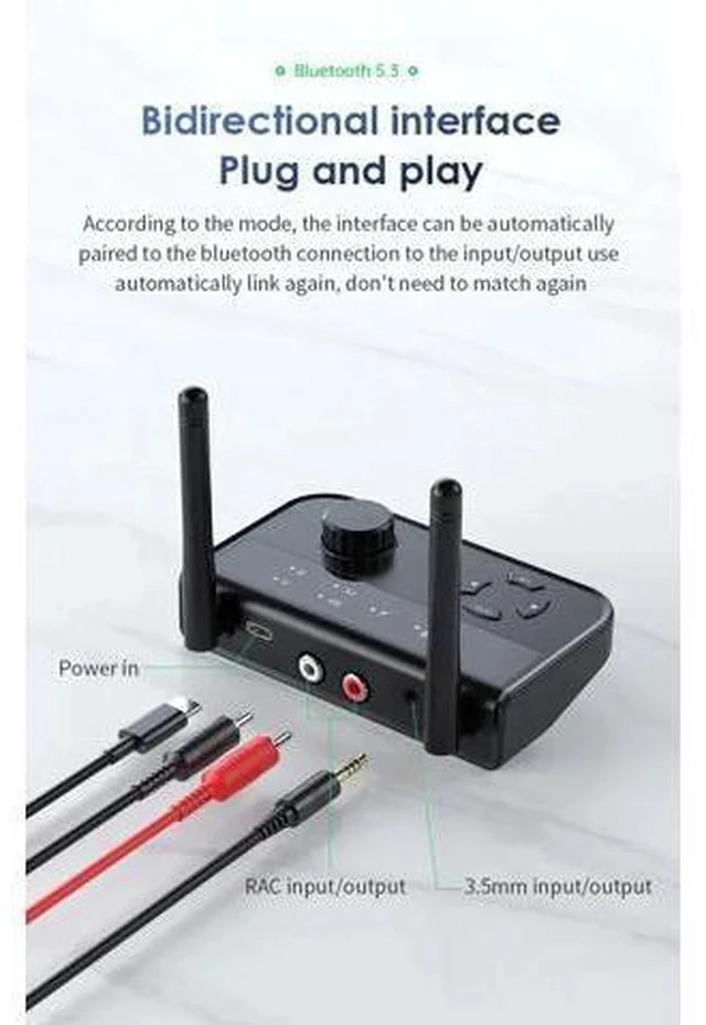 Alt view image 5 of 6 - 2 in 1 5.3 Audio Receiver Transmitter 3.5mm Aux Jack RCA Stereo Music Wireless Adapter Dongle for TV Car PC Headphones