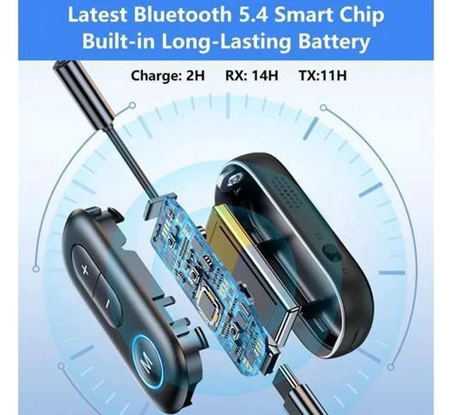 Alt view image 4 of 7 - Bluetooth 5.4 Transmitter Receiver - 2-in-1 Bluetooth Wireless Audio Transmitter for Headphones or BT Devices - 3.5mm Audio Jack Adapter for TV, Airplane, Car, PC, Gym Equipment, Switch
