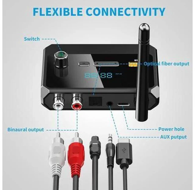 Alt view image 2 of 7 - Bluetooth 5.3 Receiver for Home Stereo RCA Bluetooth Adapter Low Latency & HD Music Audio Support Optical AUX 3.5mm RCA Receiver Adapter for Speakers Music Streaming Stereo System