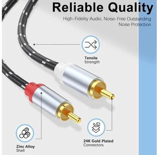 Alt view image 7 of 7 - 3.5mm to RCA Cable Lightning to RCA Male to Aux Audio Adapter HiFi Sound Headphone Jack Adapter (3 in 1 Audio Cable) Connector for iPhone/iPad Speaker MP3 Tablet HDTV(6FT)