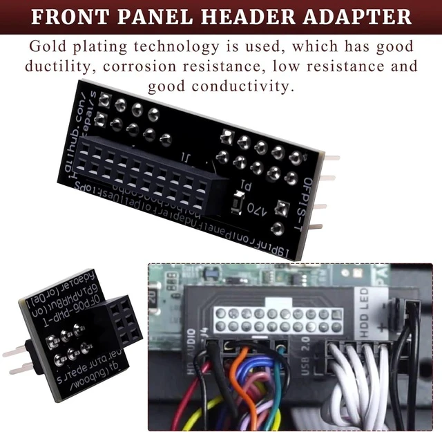 Alt view image 7 of 7 - Front Panel Header Adapter Compatible with Optiplex 7010 9010 7020 9020 Precision T1650 T1700 Motherboards DT and MT Mid Tower Desktops Audio Video Connectors Adapters Accessories
