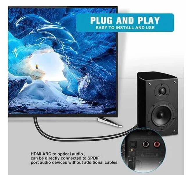 Alt view image 3 of 7 - 192KHz HDMI ARC to Optical Audio Converter for TV to Soundbar Plug & Play 3.7ft/1.15m ARC to Optical Cable Audio Extractor Adapter Splitter for Sound System Speaker Home Theater Support Dolby/DTS 5.1