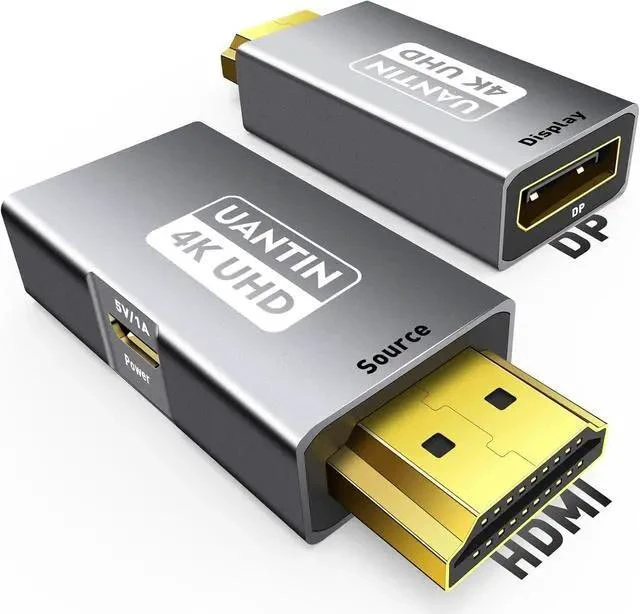 Main image of HDMI to DisplayPort Adapter (4K 60Hz 1080p 120Hz) Uni-Directional Only HDMI (Source) to DP (Display) Converter Male to Female for Laptop AMD NVIDIA PS5 Xbox and More - 1 Pack