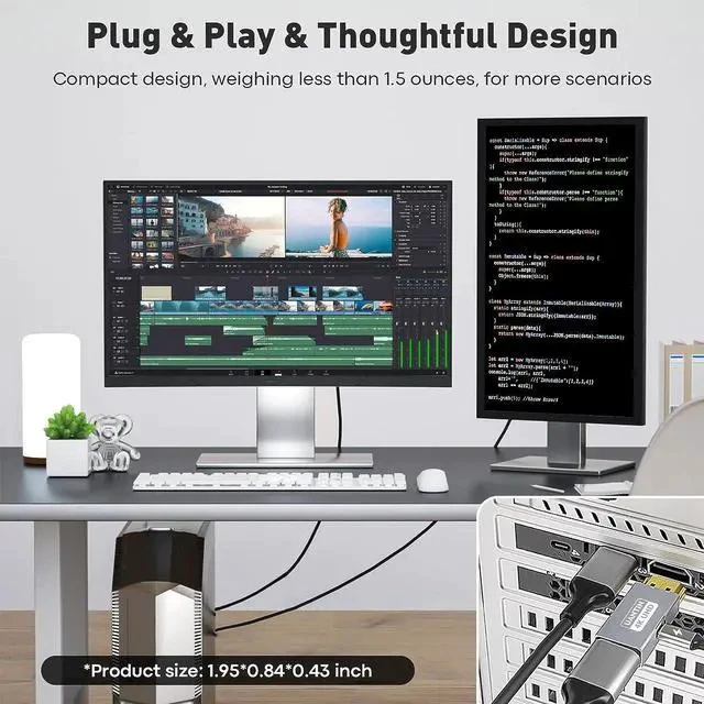 Alt view image 6 of 7 - HDMI to DisplayPort Adapter (4K 60Hz 1080p 120Hz) Uni-Directional Only HDMI (Source) to DP (Display) Converter Male to Female for Laptop AMD NVIDIA PS5 Xbox and More - 1 Pack
