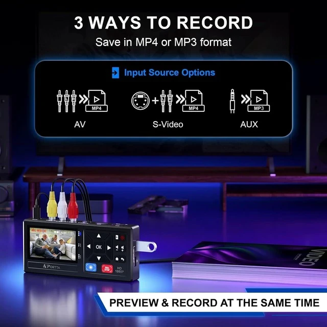 Alt view image 2 of 7 - VHS to Digital Converter Video to Digital Recorder with Remote Compatible with VHS VCR DVR DVD Hi8 Mini DV Players Camcorder Gaming Consoles (Tapes/DVD Player Not Included)